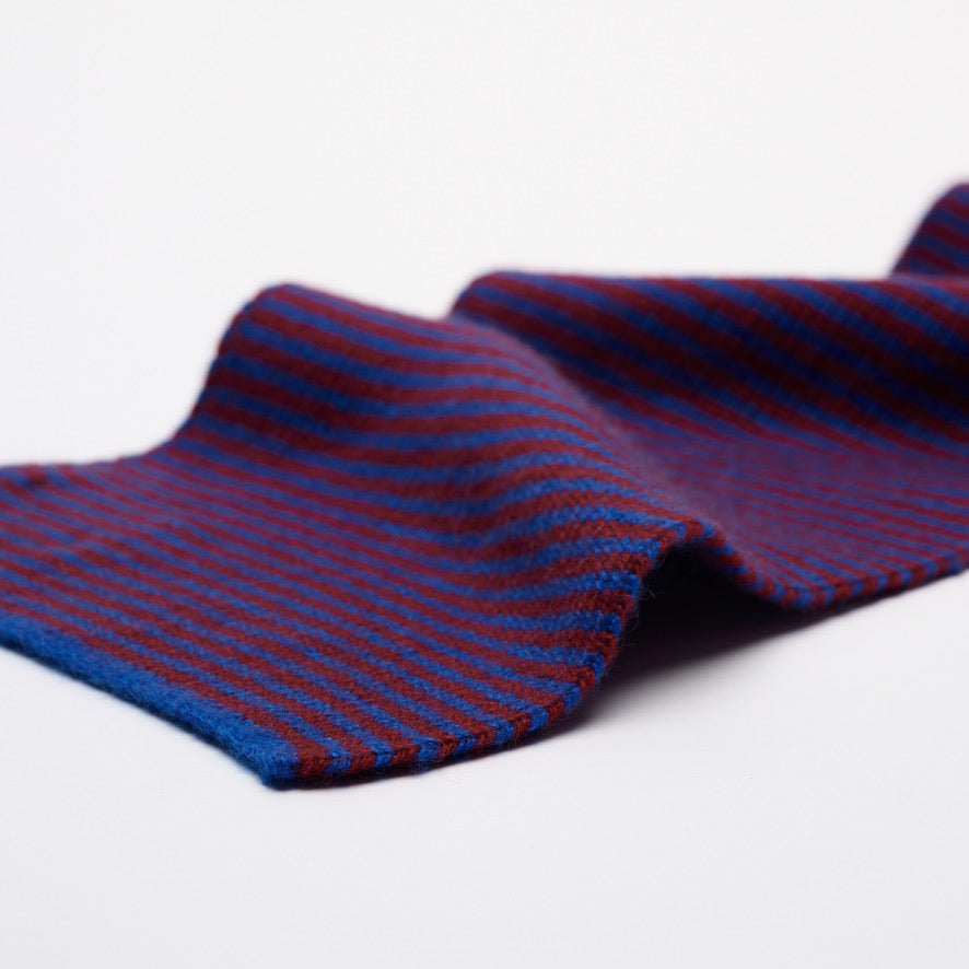 Red & Bright Blue Striped Limited Edition Cashmere Scarf