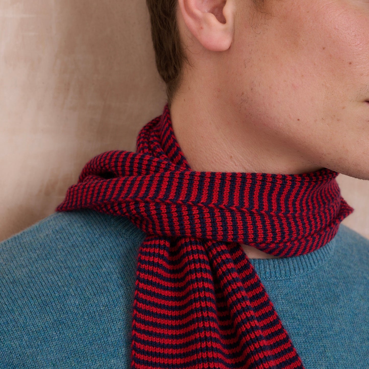 Red & Navy - Cashmere Scarf