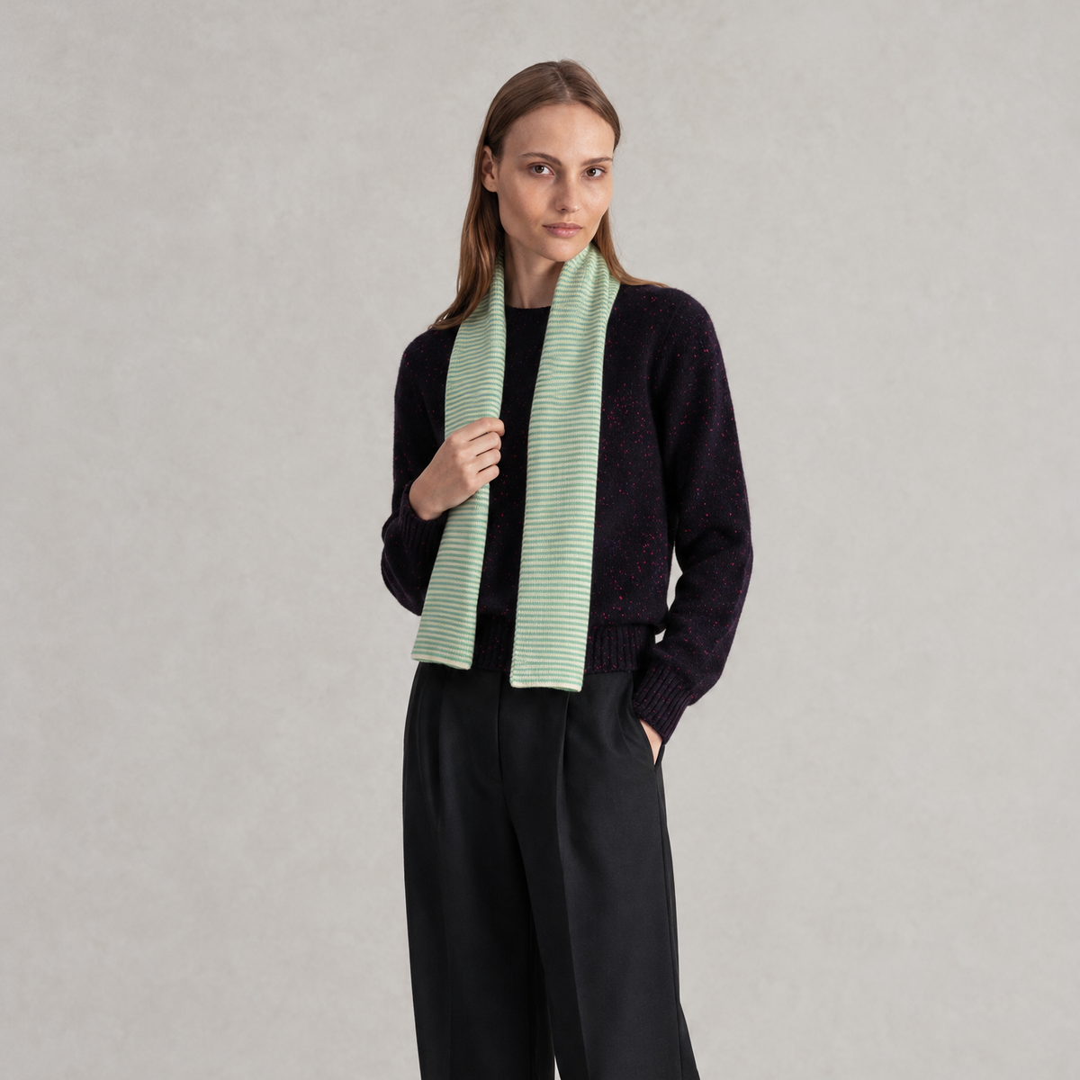 Mint Green & Cream Limited Edition Cashmere Scarf