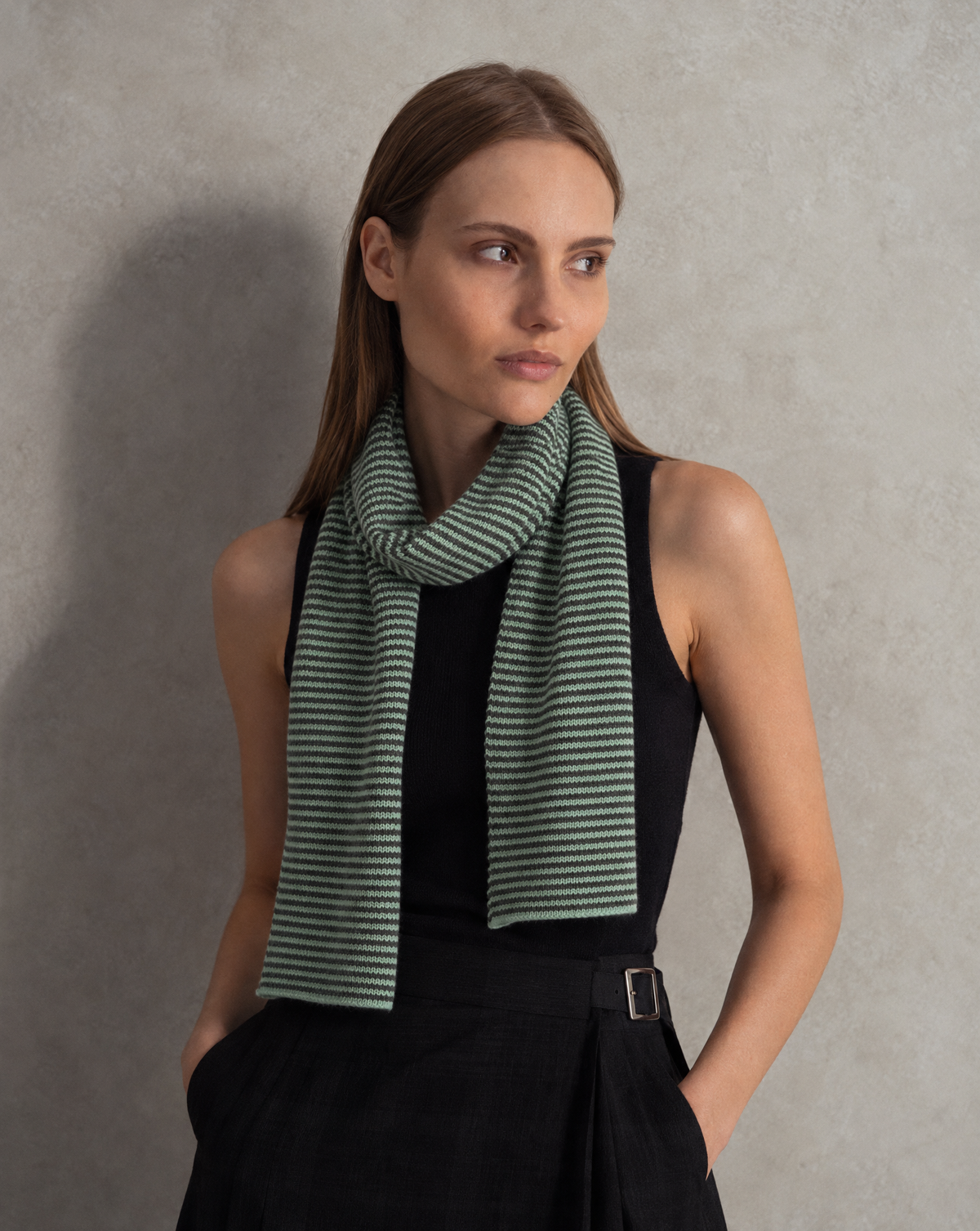 Soft Mint Green & Grey Limited Edition Cashmere Scarf