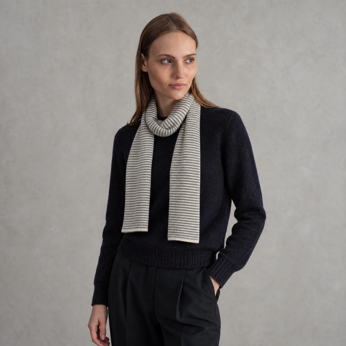 Light Grey & Cream Limited Edition Cashmere Scarf