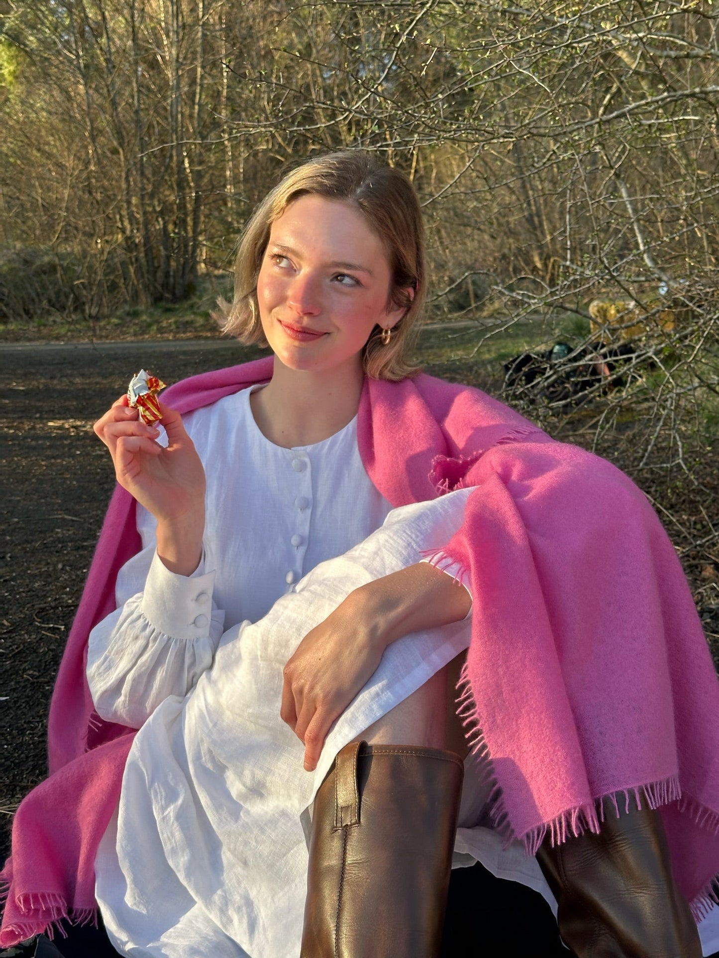 Handwoven Fine Felted Cashmere Shawl - Old Rose