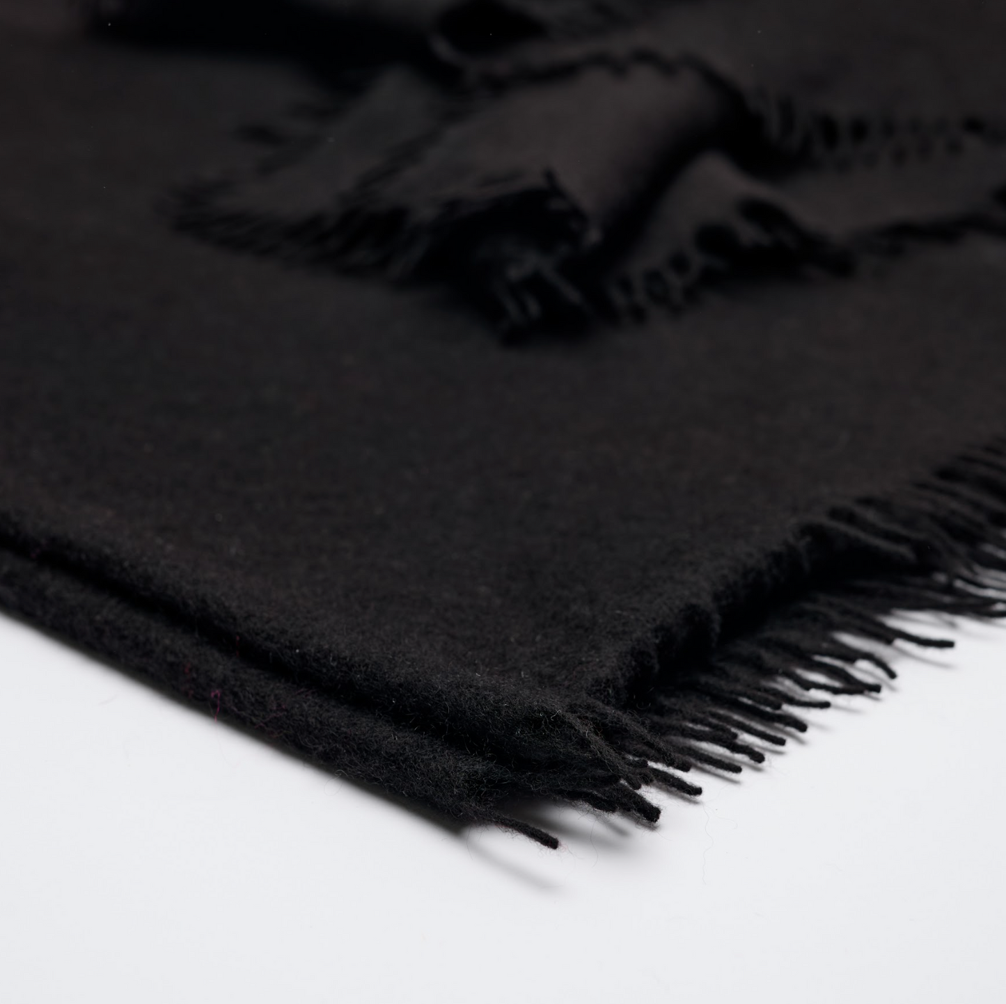 Handwoven Fine Felted Cashmere Shawl - Black