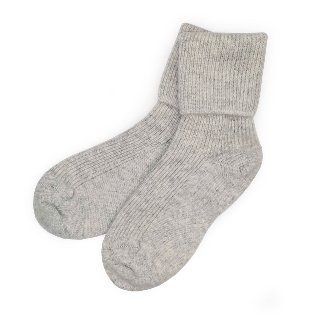 Light Grey Ribbed Cashmere Socks
