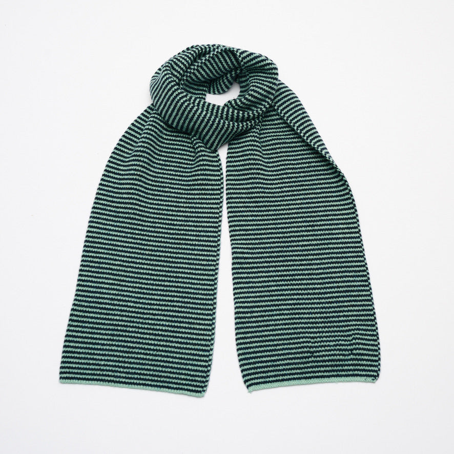 Mint Green & Navy Limited Edition Cashmere Scarf