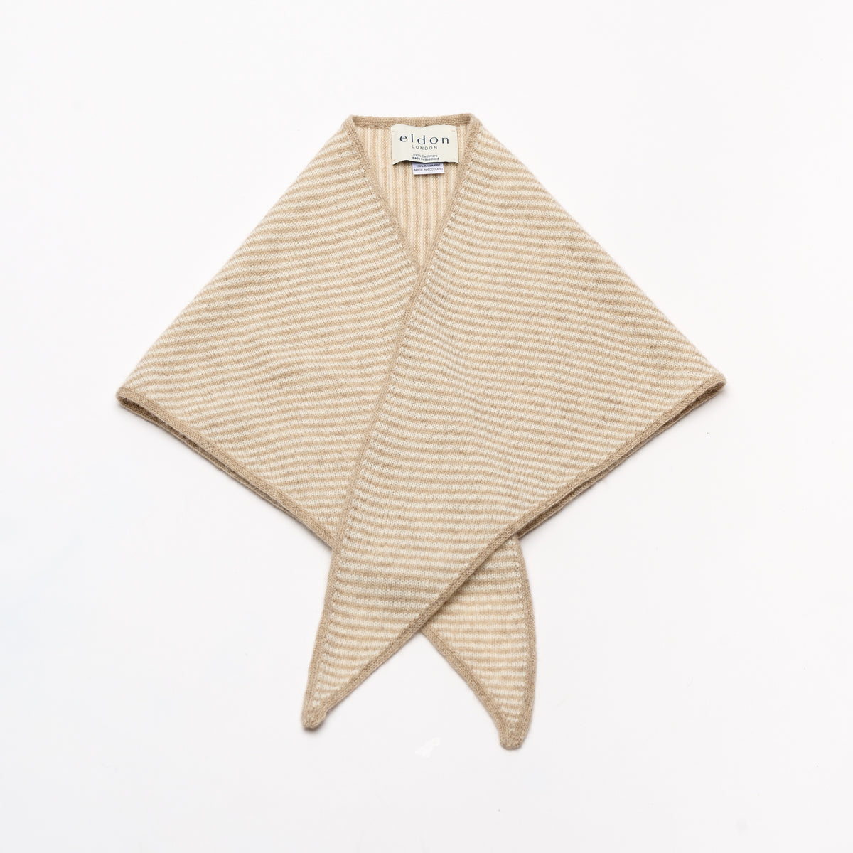 Natural Brown & White Striped Bandana Scarf
