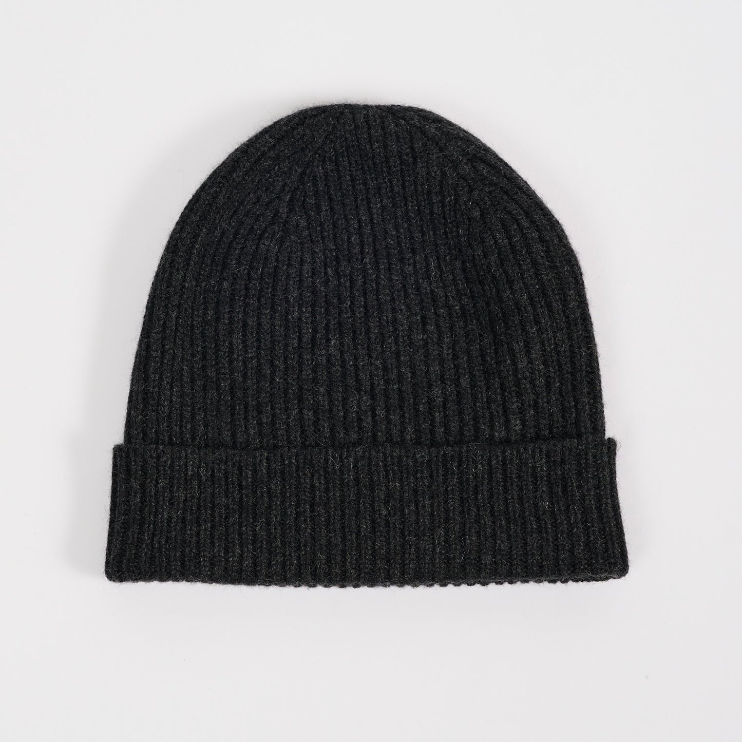 Charcoal Grey Cashmere Ribbed Beanie
