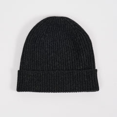 Charcoal Grey Cashmere Ribbed Beanie