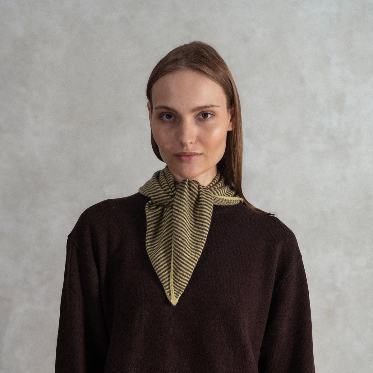 Olive Green & Pale Sage Striped Bandana Scarf
