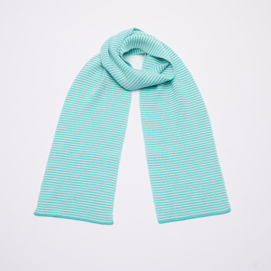 Aqua & White - Cashmere Scarf