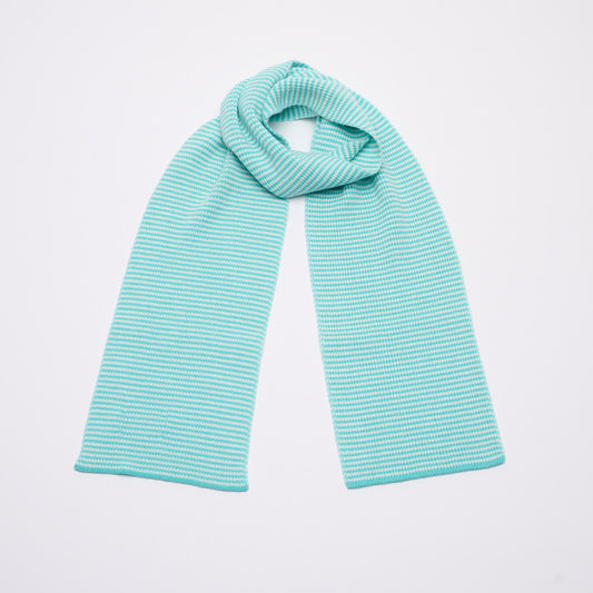 Aqua & White - Cashmere Scarf