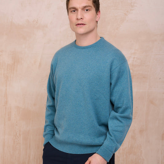 Luxury Classic 4 Ply Crew Neck Jumper - Yacht Green