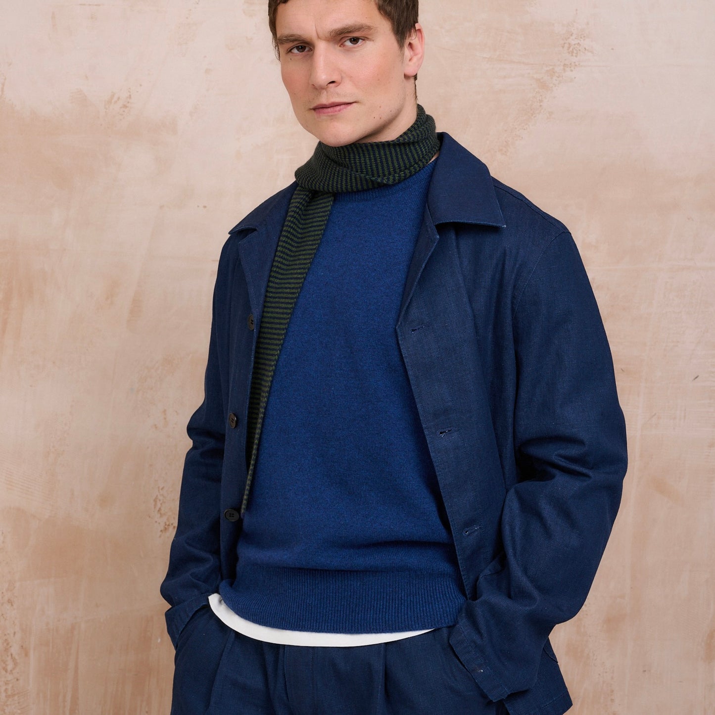 Luxury Classic 4 Ply Crew Neck Jumper - Coby Blue