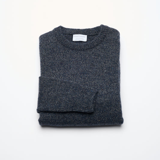 Donegal 4 ply Cashmere Crew Neck Jumper  - Dark Navy Marl