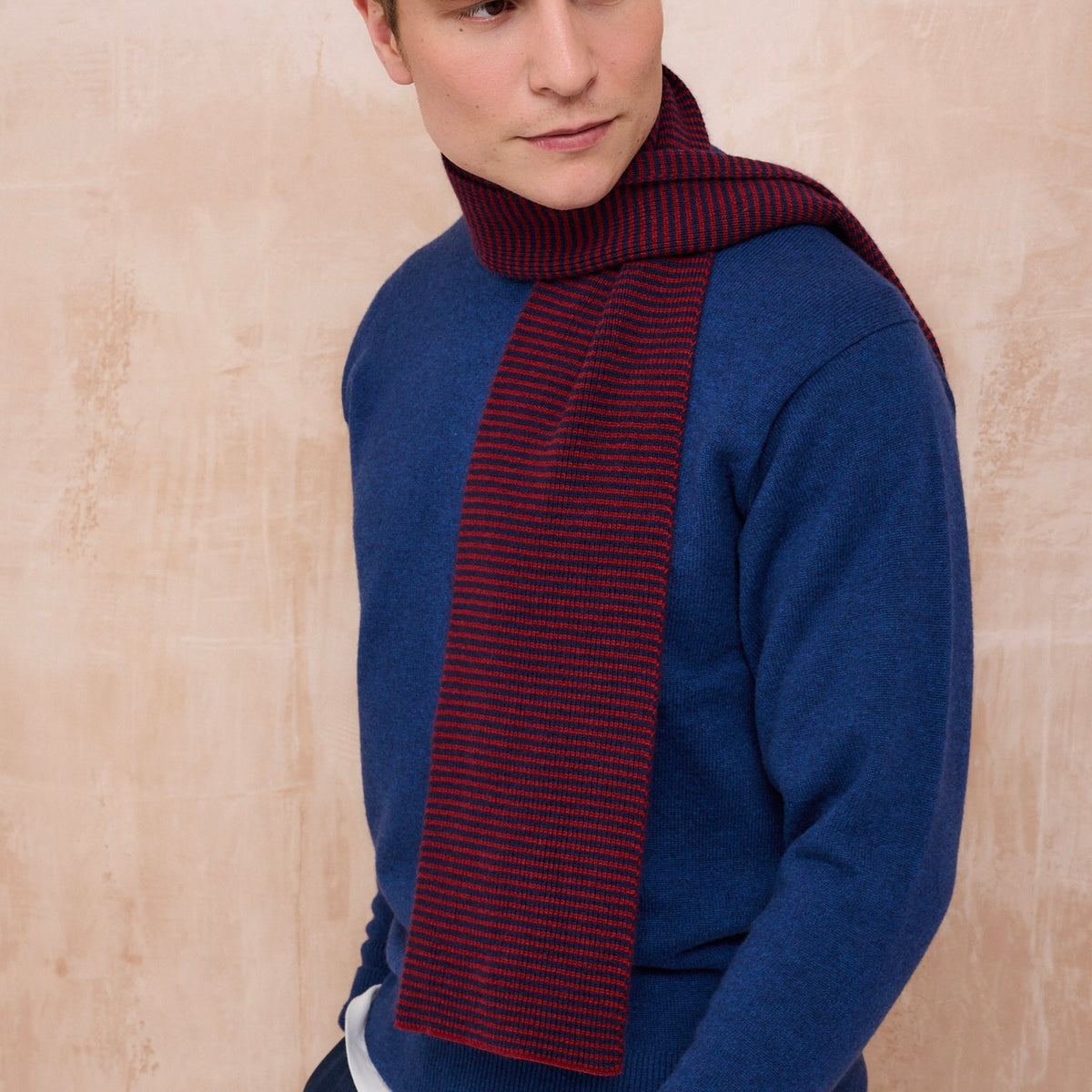 Claret & Navy - Cashmere Scarf