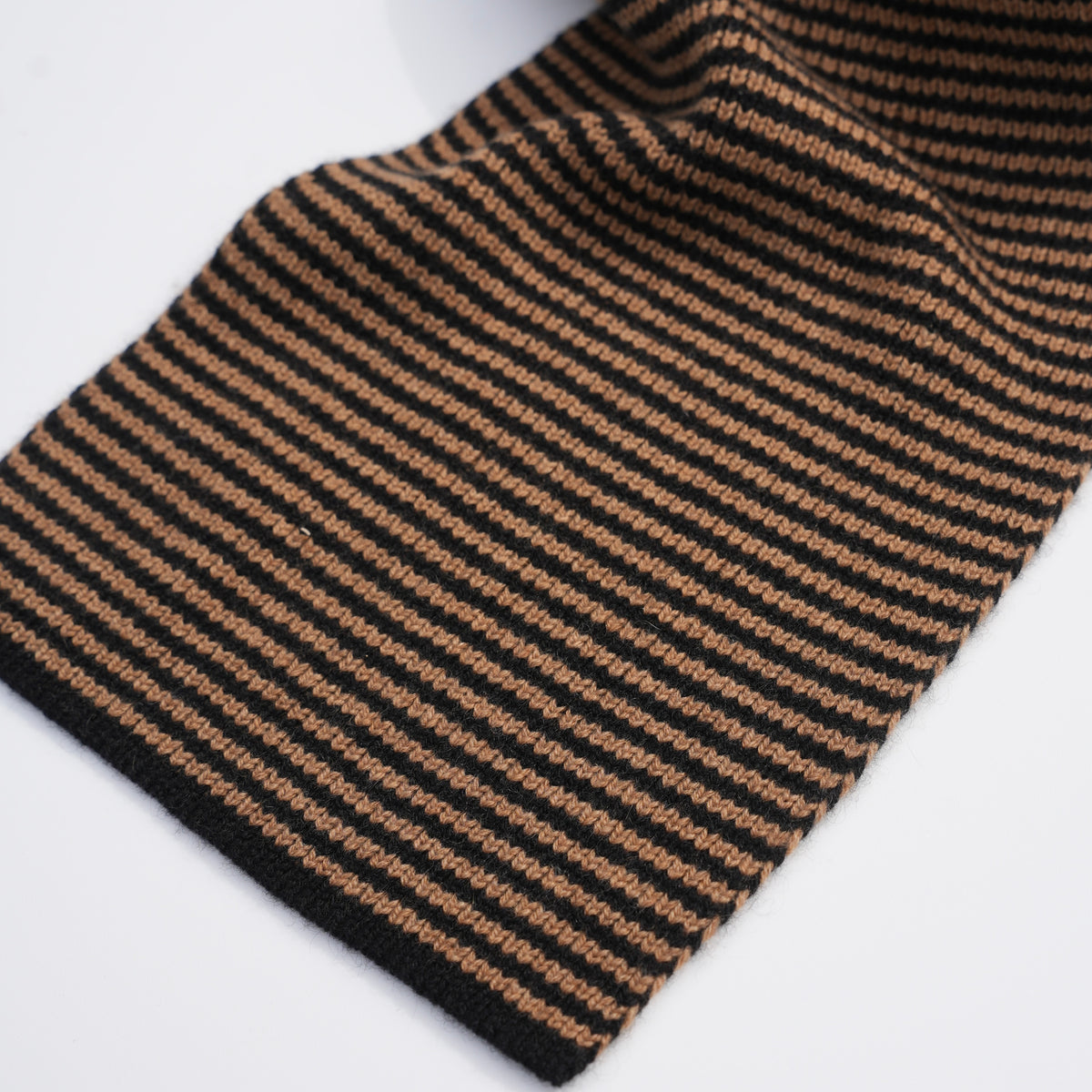 Toffee & Black Striped Cashmere Scarf