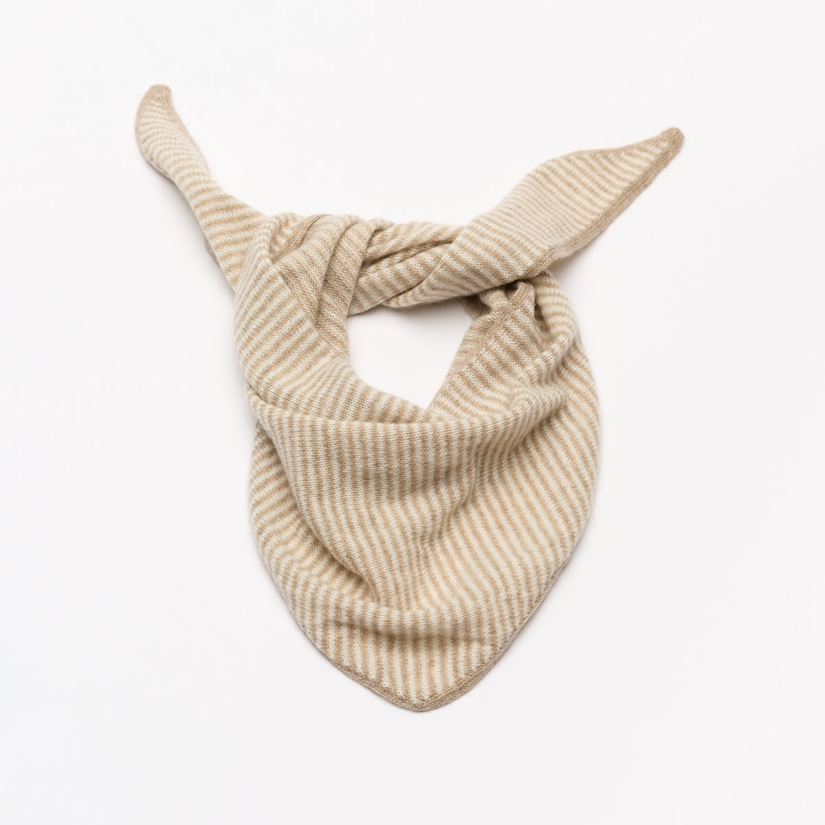 Natural Brown & White Striped Bandana Scarf