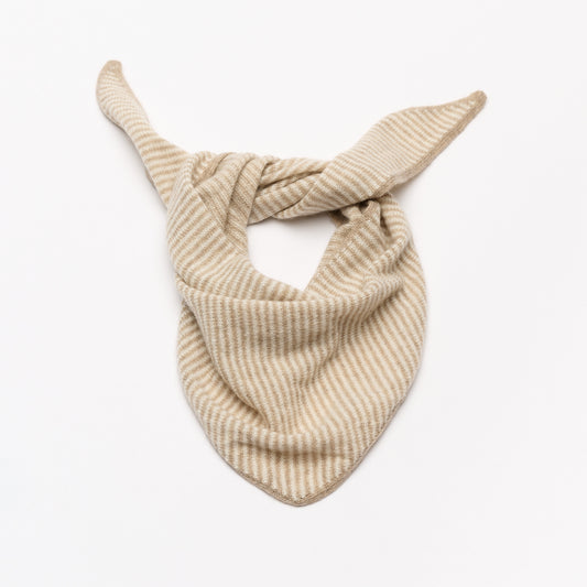 Natural Brown & White Striped Bandana Scarf