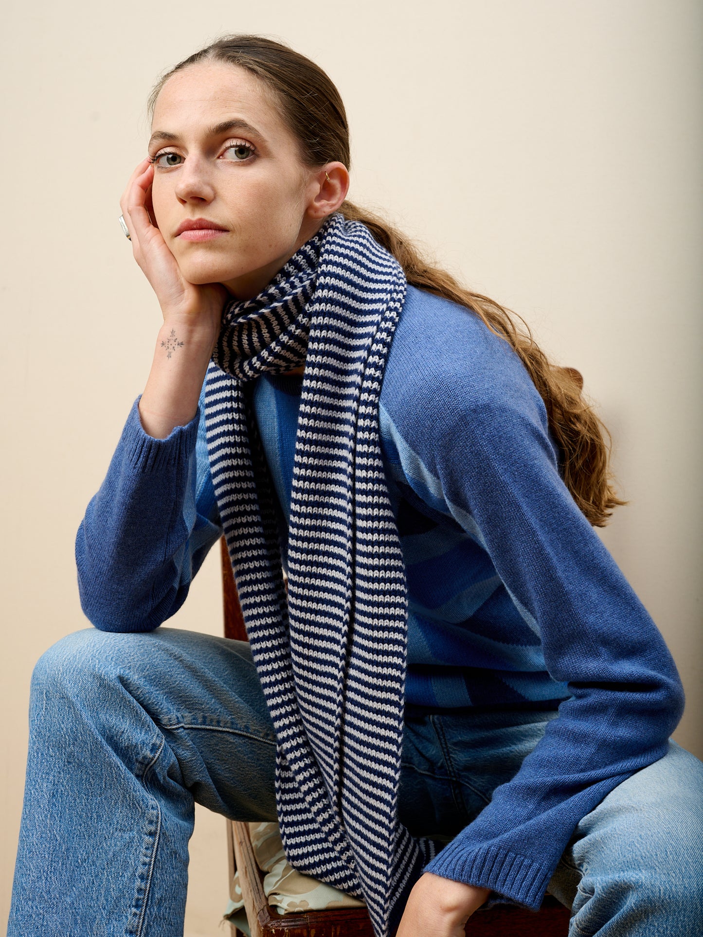 Navy & Light Grey XL Scarf