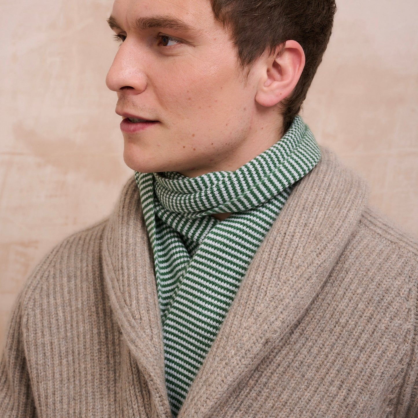 Fern Green & White - Cashmere Scarf