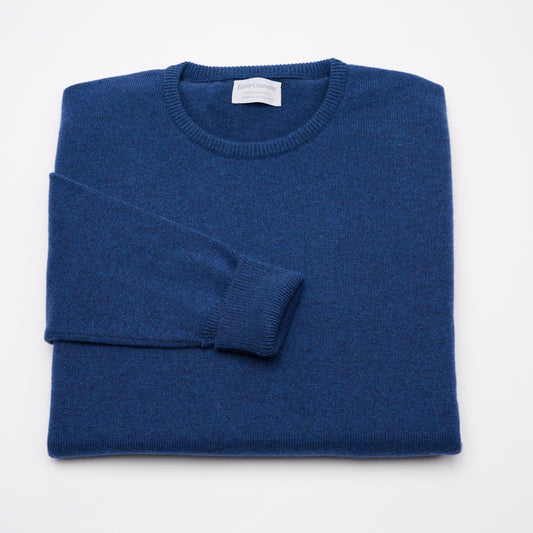Luxury Classic 4 Ply Crew Neck Jumper - Coby Blue