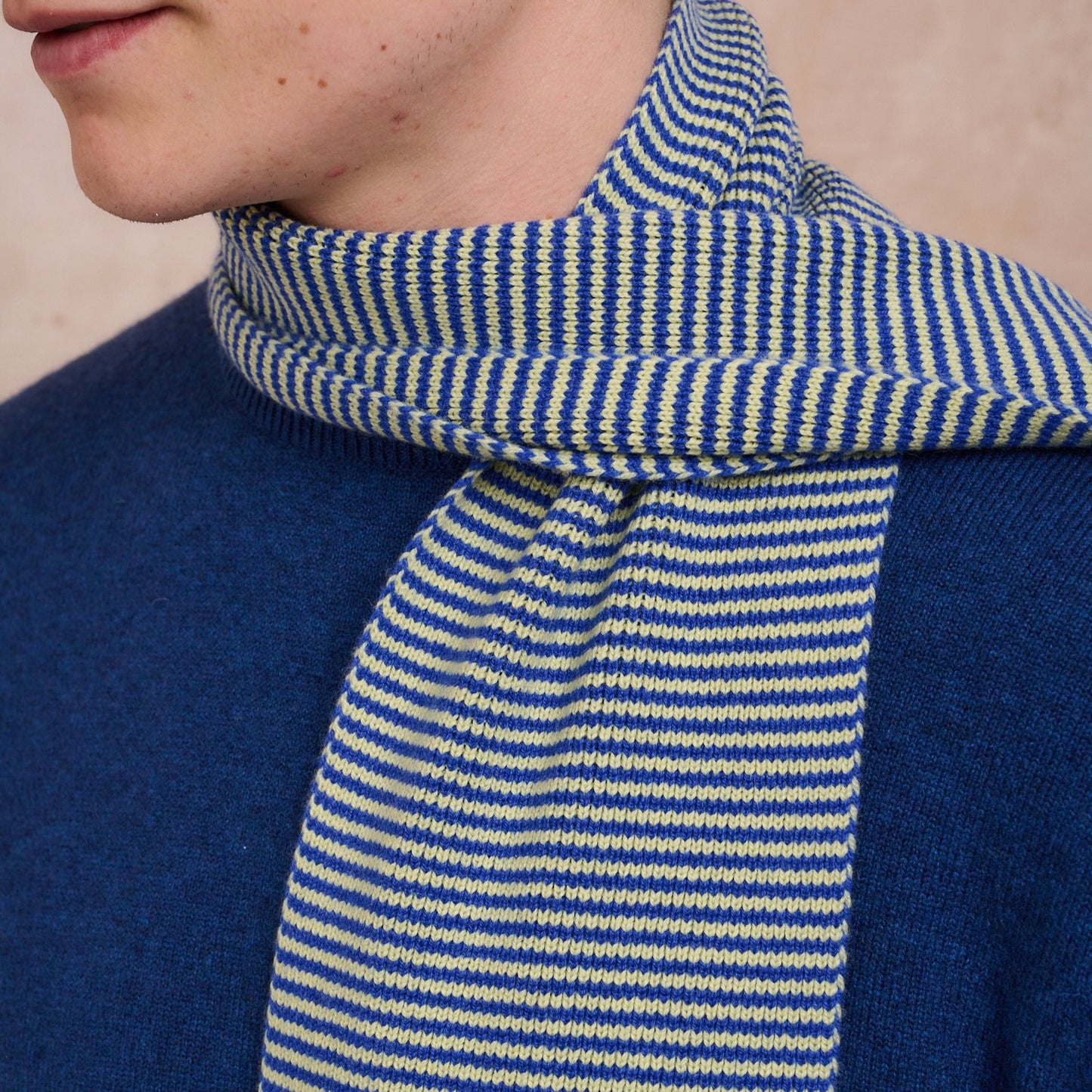 Indigo Blue & Soft Lemon - Cashmere Scarf