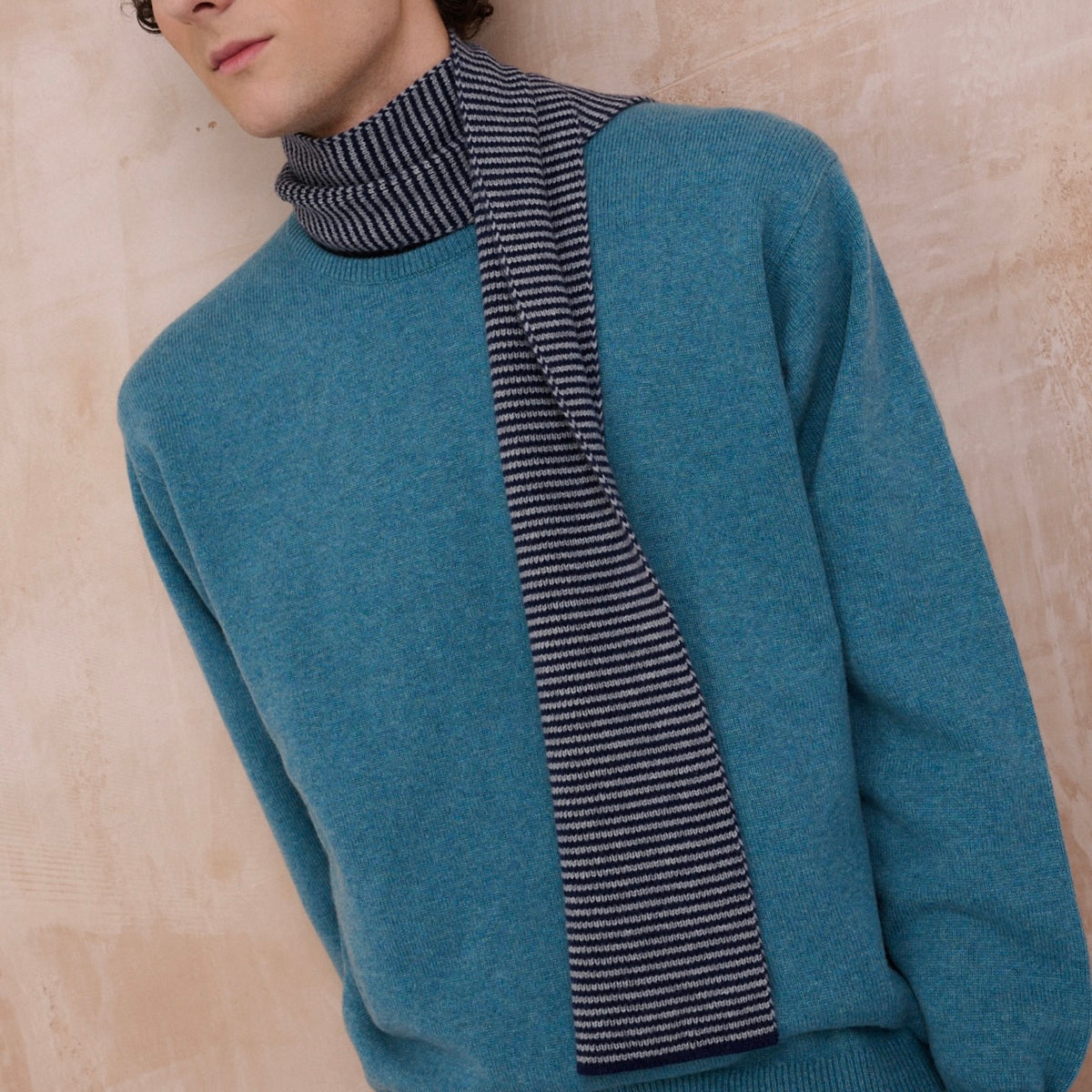 Navy Blue & Grey - Cashmere Scarf