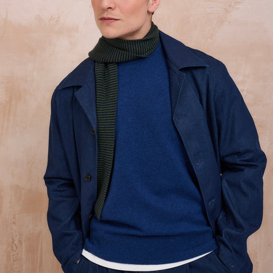 Luxury Classic 4 Ply Crew Neck Jumper - Coby Blue