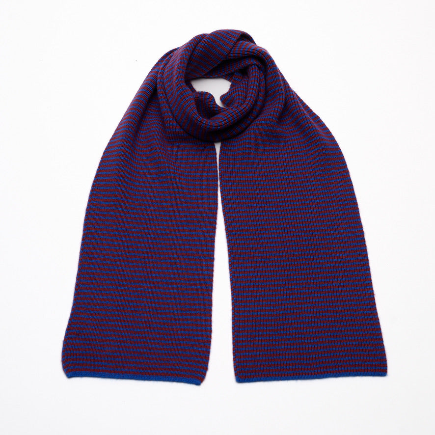 Red & Bright Blue Striped Limited Edition Cashmere Scarf