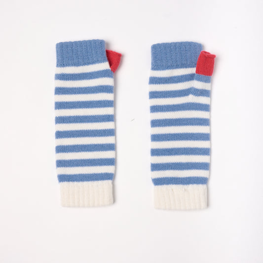 Light Blue & White Striped Wrist Warmers