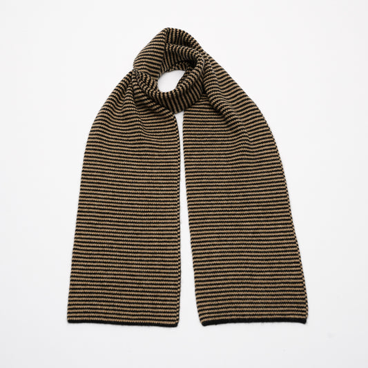 Toffee & Black Striped Cashmere Scarf
