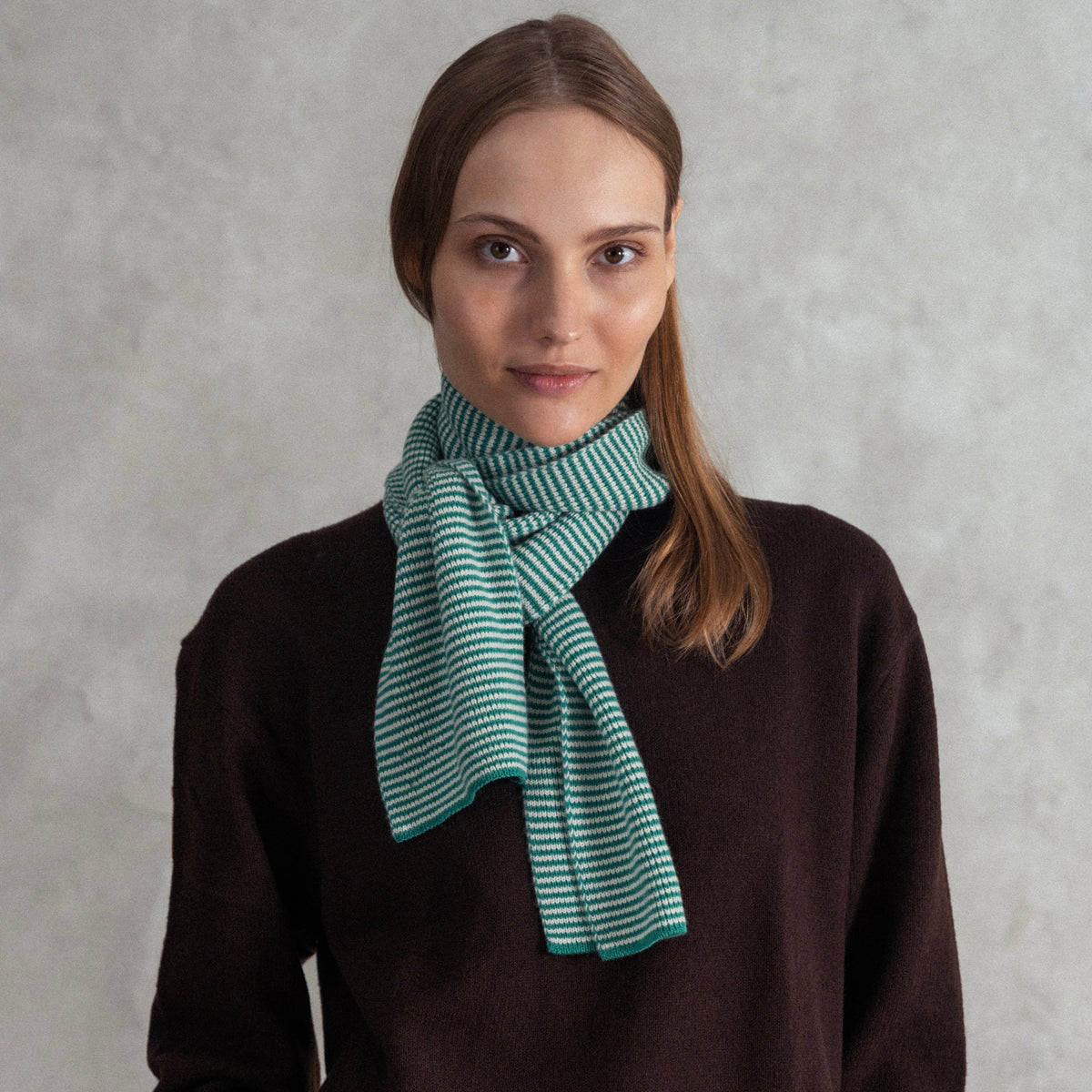Jade Green & Cream - Cashmere Scarf