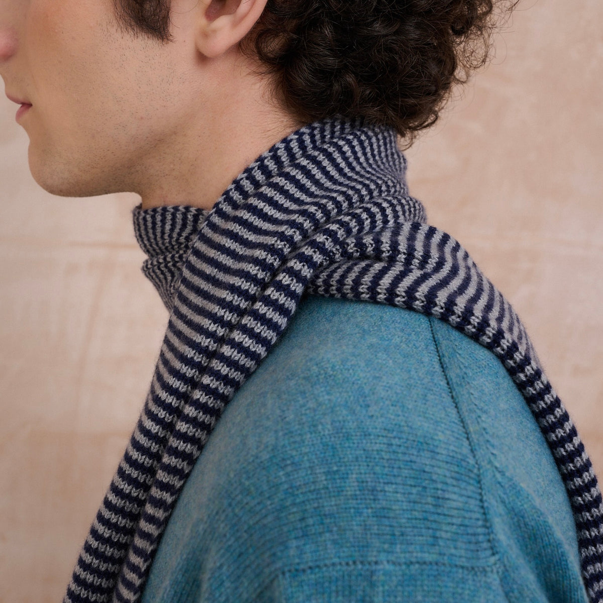 Navy Blue & Grey - Cashmere Scarf