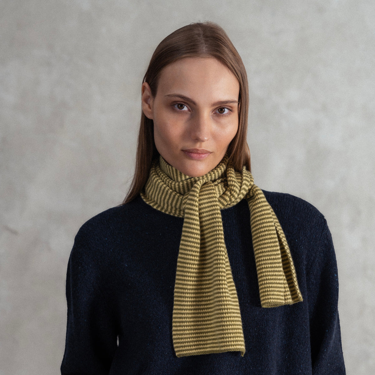 Soft Lemon & Moss Green Limited Edition Cashmere Scarf
