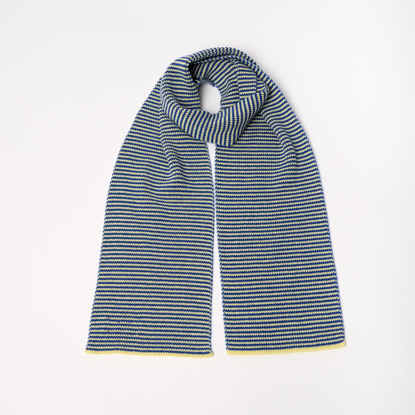 Indigo Blue & Soft Lemon - Cashmere Scarf