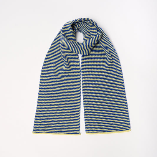 Indigo Blue & Soft Lemon - Cashmere Scarf
