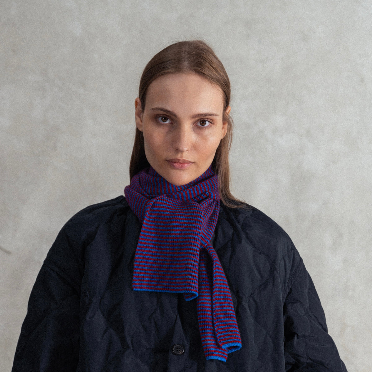 Red & Bright Blue Striped Limited Edition Cashmere Scarf