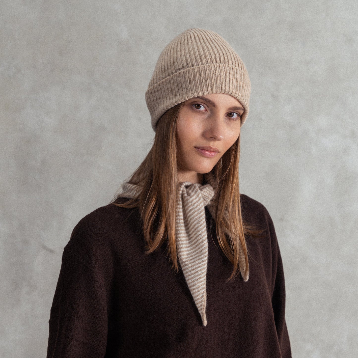 Oatmeal Wide Ribbed Beanie