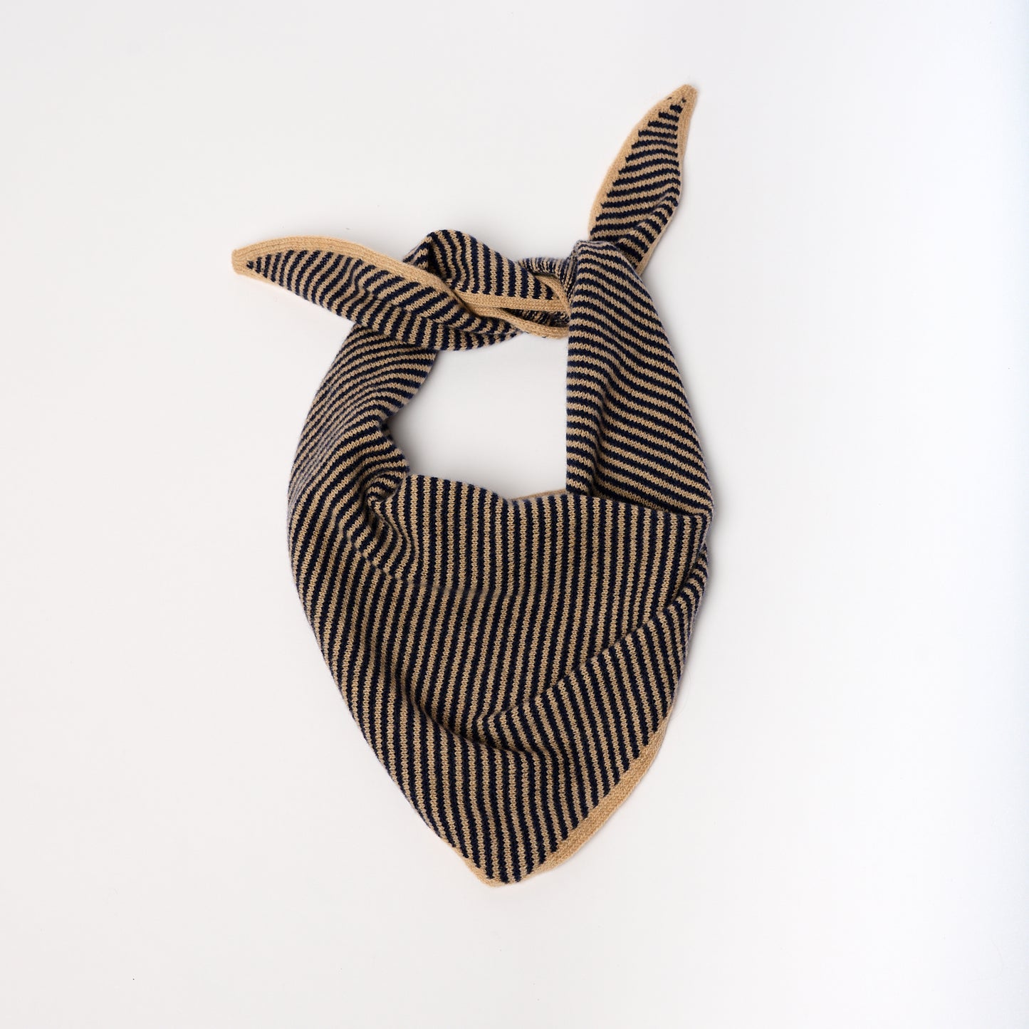Camel & Navy Striped Bandana Scarf