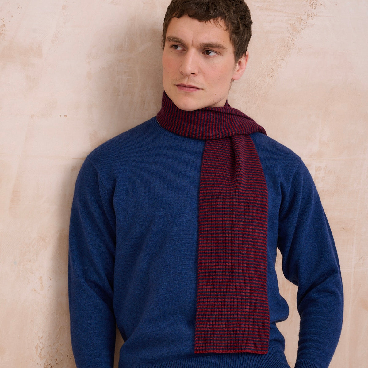 Claret & Navy - Cashmere Scarf