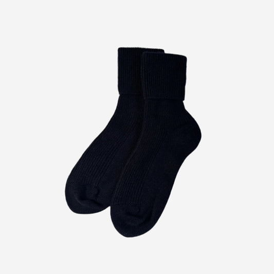 Women's Navy Ribbed Socks