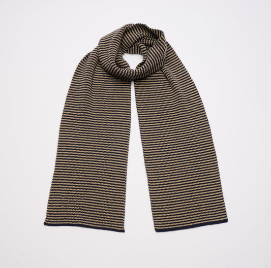 Navy Blue & Camel - Cashmere Scarf