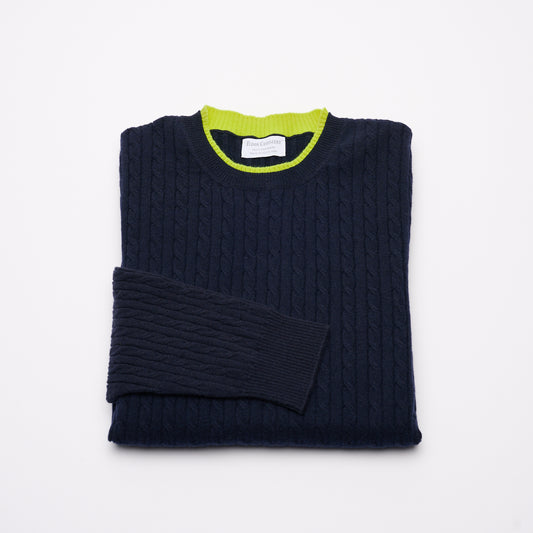 Cable Knit Cashmere Jumper - Dark Navy