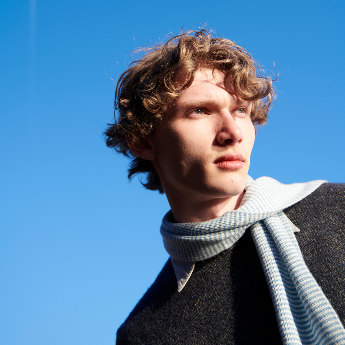 Light Blue & White - Cashmere Scarf
