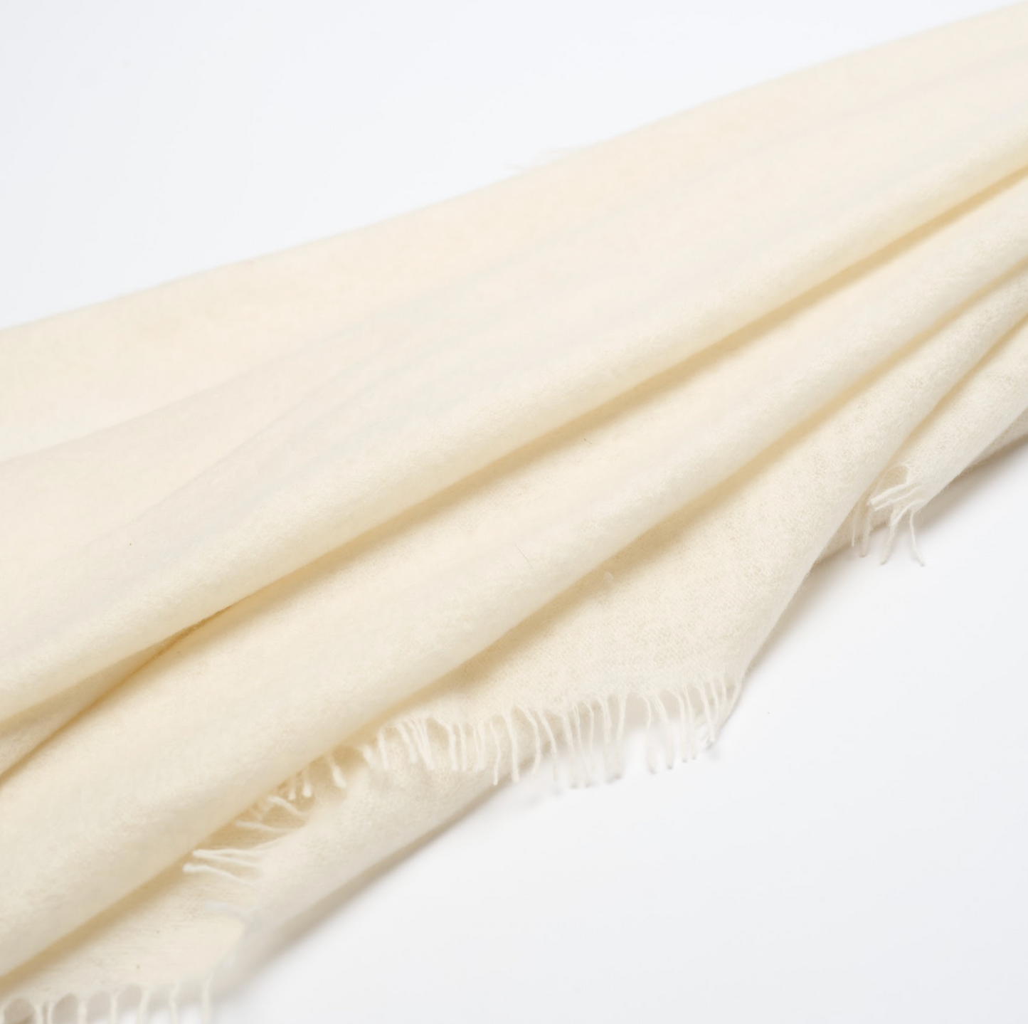 Handwoven Fine Felted Cashmere Shawl - White