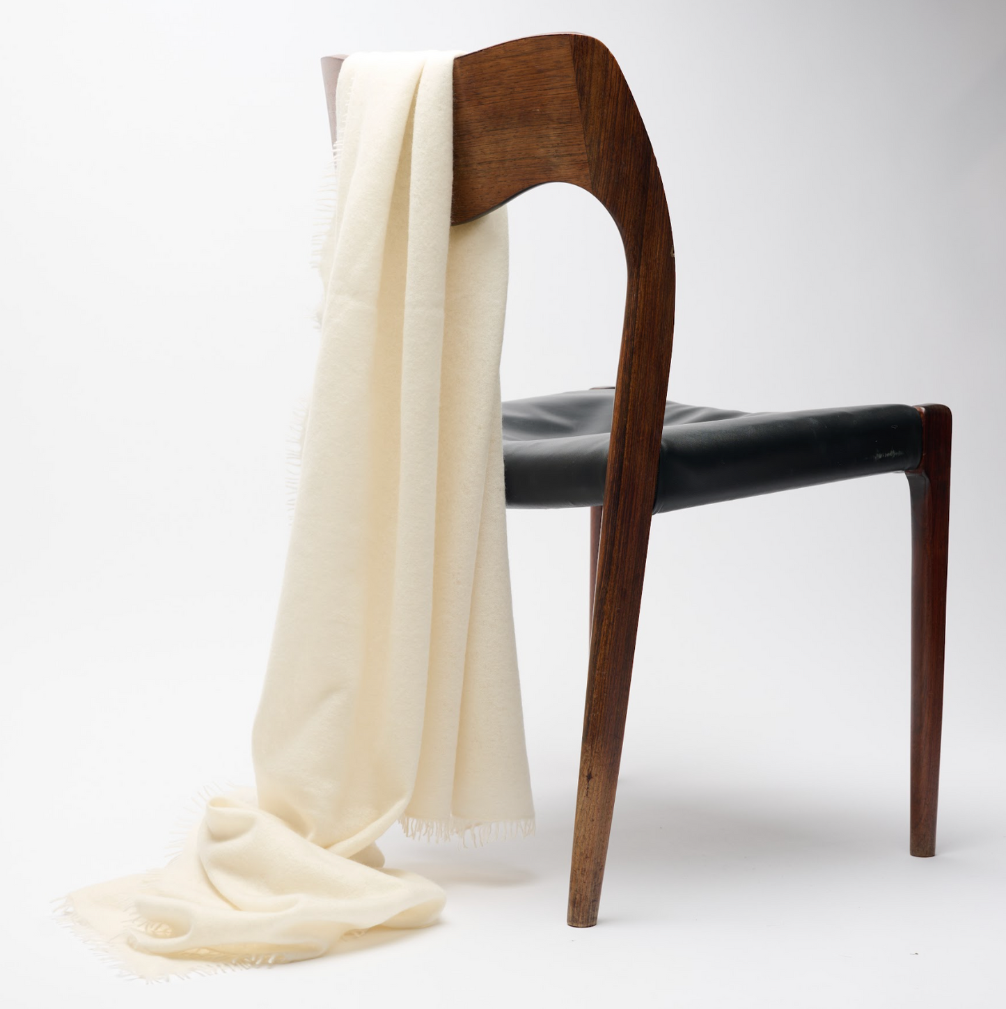 Handwoven Fine Felted Cashmere Shawl - White