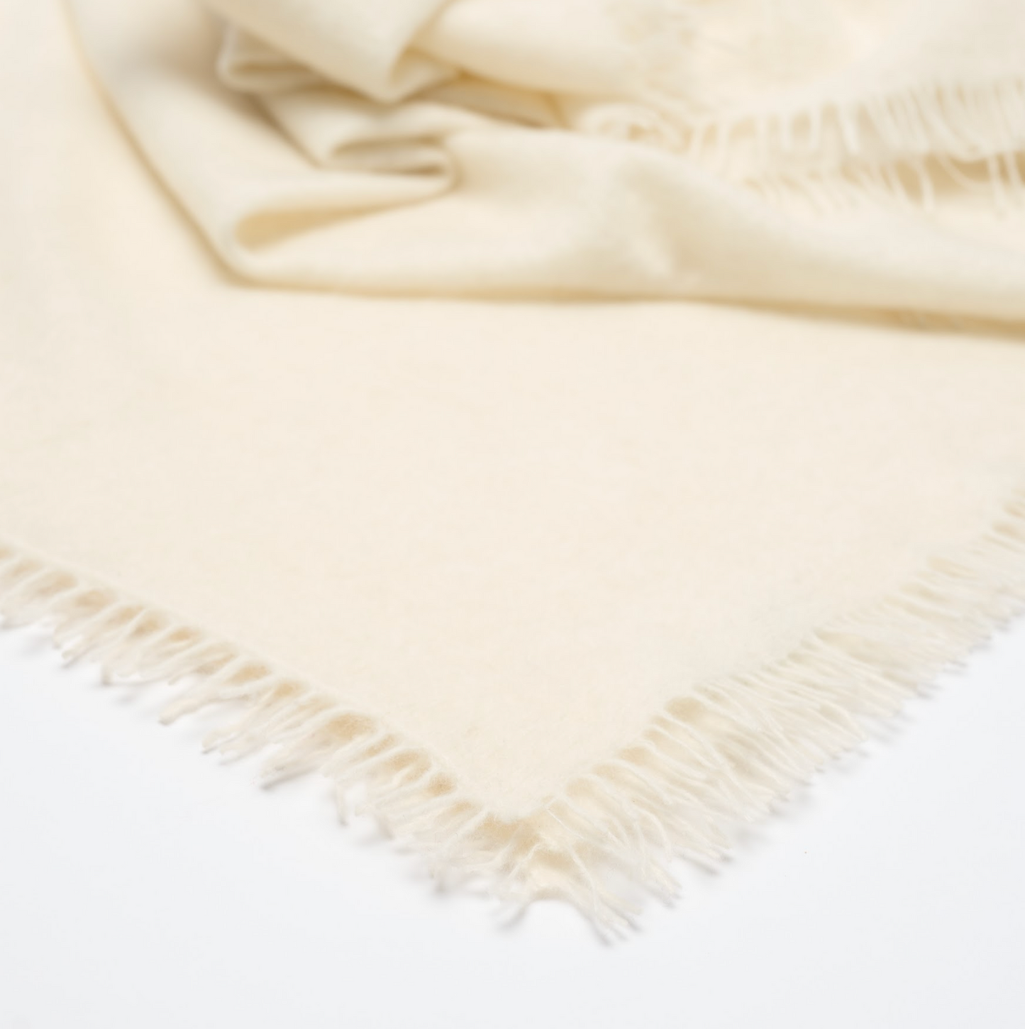 Handwoven Fine Felted Cashmere Shawl - White