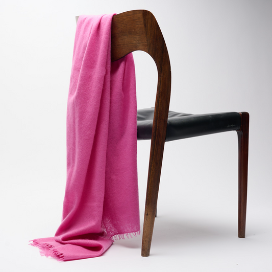 Handwoven Fine Felted Cashmere Shawl - Old Rose