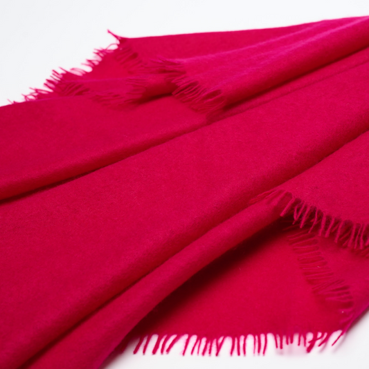 Handwoven Fine Felted Cashmere Shawl - Cerise