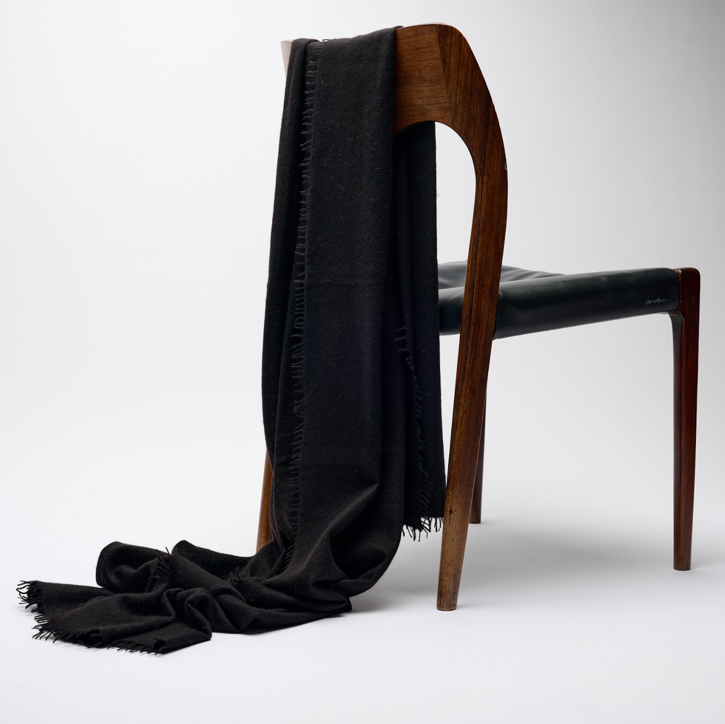 Handwoven Fine Felted Cashmere Shawl - Black